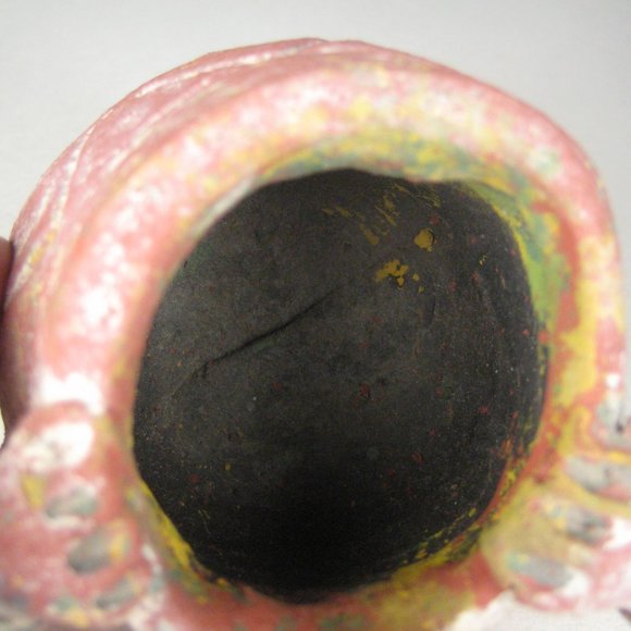 Hand Crafted Clay Figurine Pen Holder Folk Art  4.5 In Tall Rustic Ceramic - Picture 10 of 11